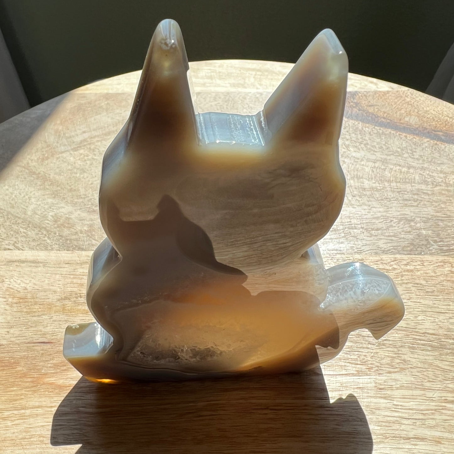 Druzy Agate Cat Carving