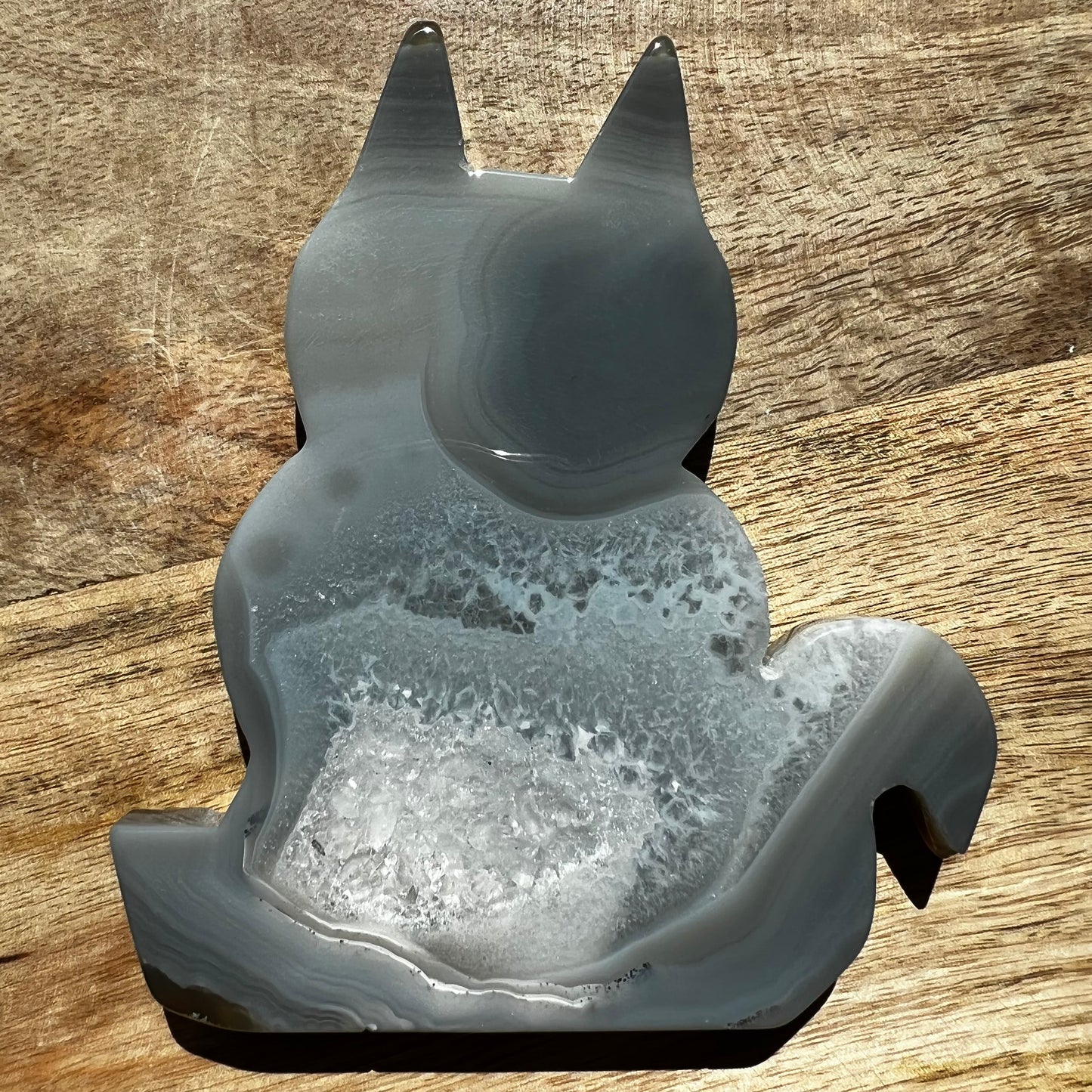 Druzy Agate Cat Carving
