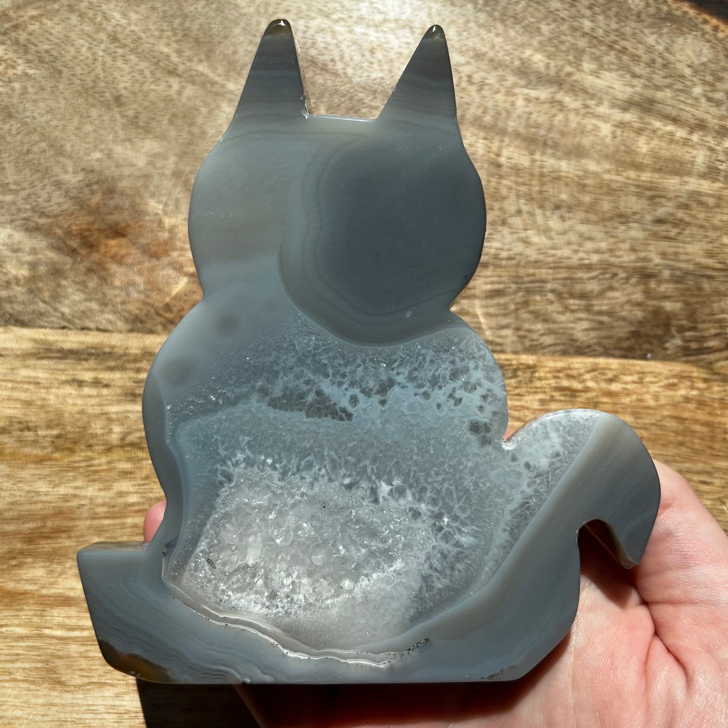 Druzy Agate Cat Carving