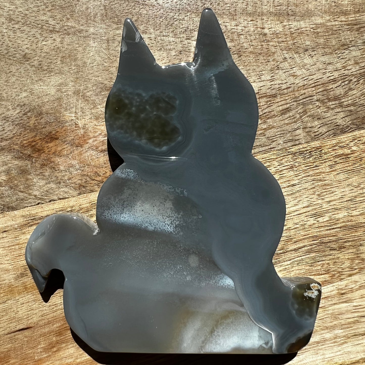 Druzy Agate Cat Carving