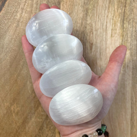 Satin Spar Selenite Palm Stone